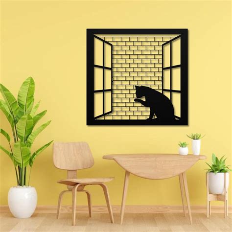 Cat On The Window Metal Wall Art Cat Lover T Etsy