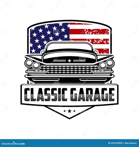 Retro Car Service Sign Vector Illustration With The Image Of An Old