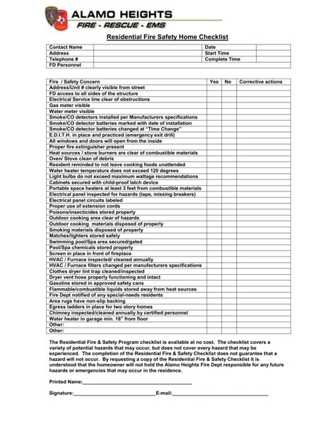 Fire Safety Inspection Checklist