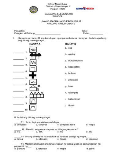 2nd Monthly Araling Panlipunan Word Problems Student Activities Words