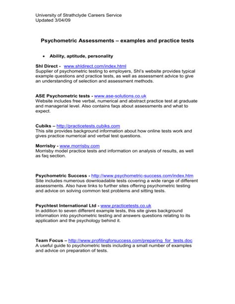 Psychometric Assessments Online Tests And Example Questions