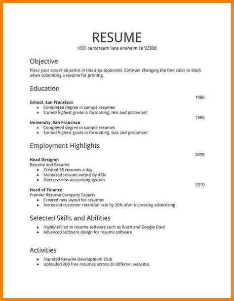 Information could be changed in a misleading way or accidentally deleted. 7+ free fillable resume templates | Professional Resume List