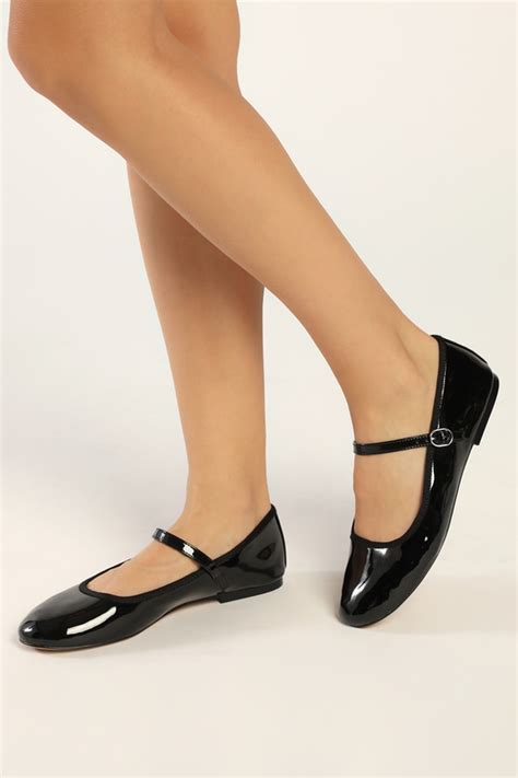 Steve Madden Violette Black Mary Janes Patent Ballet Flats Lulus