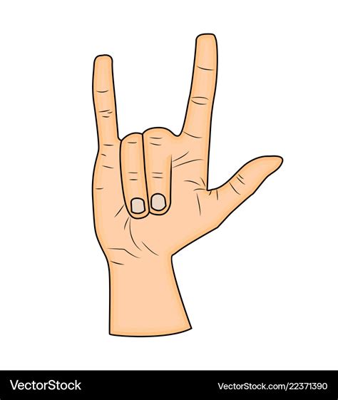 Horns Hand Satan Sign Finger Up Gesture Isolated Vector Image