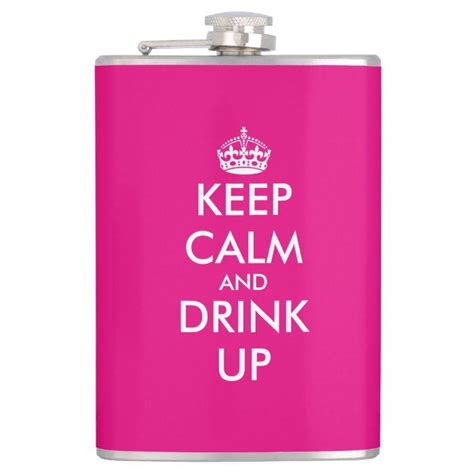 Personalized Pink Keep Calm Hip Flask For Women Zazzle Custom Flask