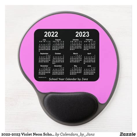 2022 2023 Violet Neon School Year Calendar By Janz Gel Mouse Pad T