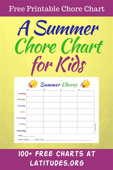 Free Summer Chores Chart Acn Latitudes