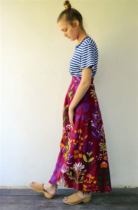 Maskit 70s Maxi Skirt Vintage 60s Boho Cotton Colorful Floral Etsy