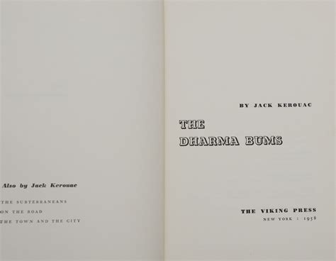 The Dharma Bums By Kerouac Jack 1958 First Edition Burnside Rare