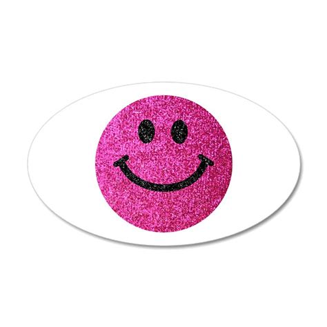 Hot Pink Faux Glitter Smiley Face Wall Sticker By Inspirationzstore