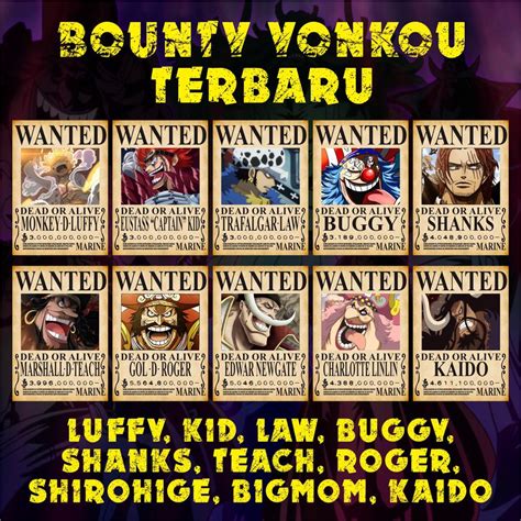 New Yonkou Bounty Poster After Wanokuni Anime Manga One Piece Yonko