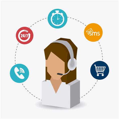 Female Customer Service Support Isometric Agent With Orbiting Icons