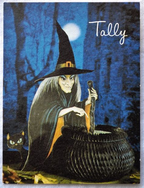 Vintage Halloween Tally Card Hallmark Witch And Cauldron Etsy