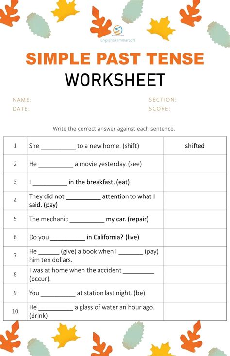 The Simple Past Tense Worksheet