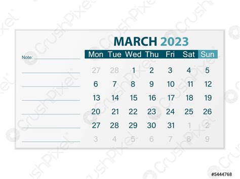Kalender Maart 2023 Stock Vector 5444768 Crushpixel