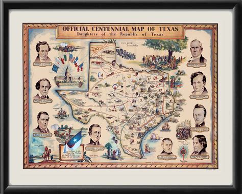 Centennial Map Of Texas Vintage City Maps