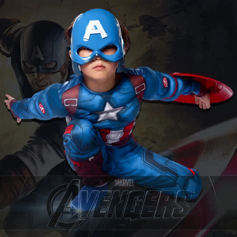 Chirldrens Blue The Avengers Captain America Muscle Costume Suit