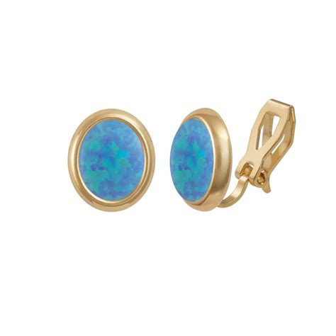 Minuet Light Blue Opal Gold Clip On Earrings