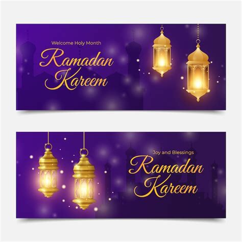Conjunto De Banners Horizontales De Ramadán Realista Vector Gratis