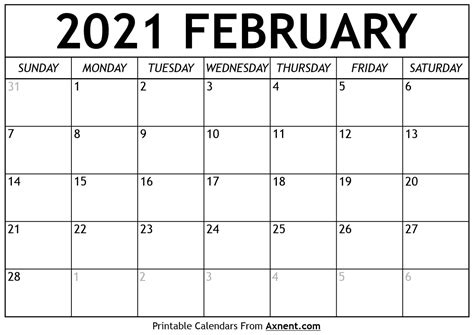 Download printable february 2021 calendar. Printable February 2021 Calendar Template - Time ...