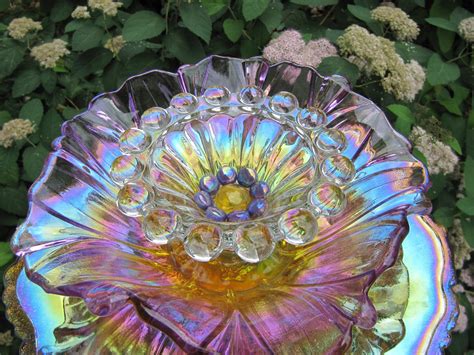 Glass Garden Flowe Vintage Glass Plate Flower Upcycled Glass