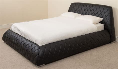 Giovani 4ft6 Double Designer Black Leather Bed Frame And Memory Foam Mattress