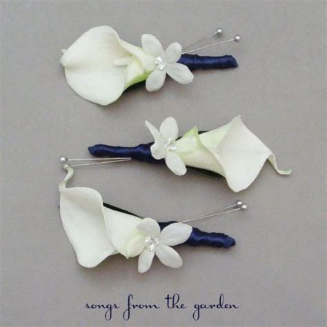 Real Touch Calla Lily Stephanotis Boutonnieres Groom Groomsmen Wedding