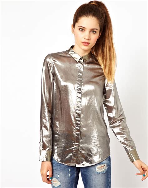 Lyst Unconditional Silk Perfect Blouse In Metallic