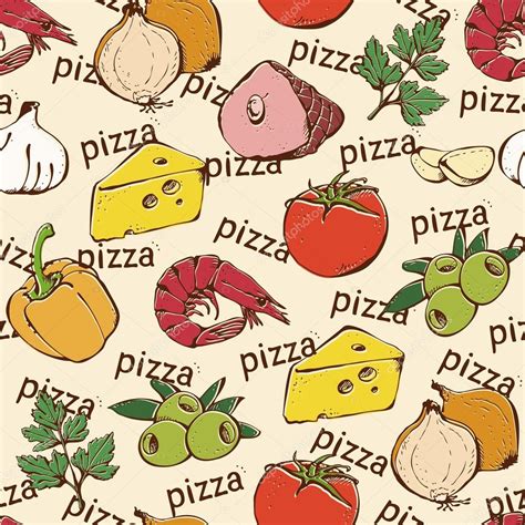 Pizza Ingredients Pattern Stock Vector Image By ©fandorina 62252201