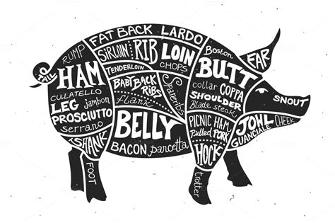 They are engineered in a savvy style to minimize energy consumption and save your power bill. Labeled Cuts of Meat - Pig ~ Illustrations on Creative Market