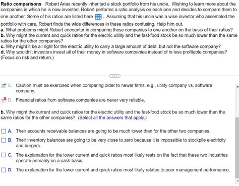 Solved Ratio Comparisons Robert Arias Recently Inherited A