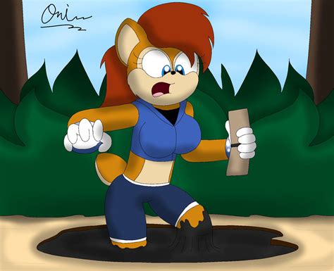 Sally Acorn Trapped In Tar By Onimagmachan On Deviantart