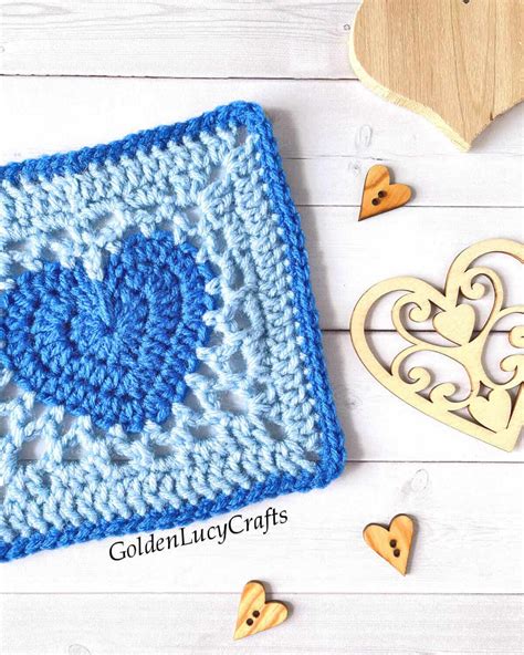 Heart Granny Square Crochet Pattern Goldenlucycrafts