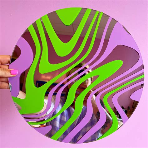 Printed Weird Circle Marbling Mirror Lilac And Green