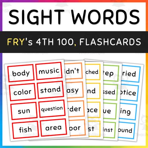 Fry Sight Words Fourth Hundred 301 400 Set 1 By Teach Simple