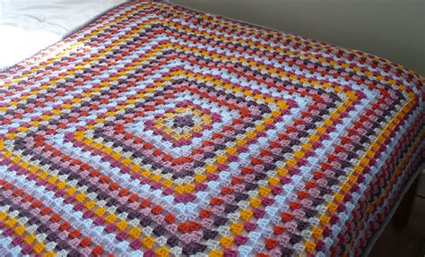 Crochet Blanket Consisting Of One Continuous Granny Square Crochet
