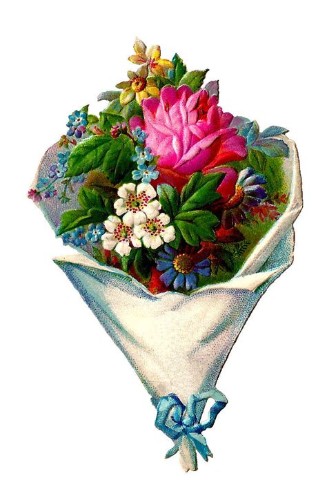Antique Images Free Flower Clip Art Victorian Die Cut Of