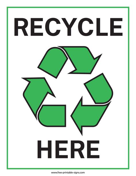 Printable Recycle Here Sign Free Printable Signs