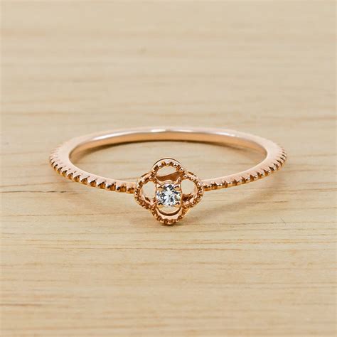 Dainty Gold Promise Ring Simple Diamond Rings 14k18k Solid Etsy