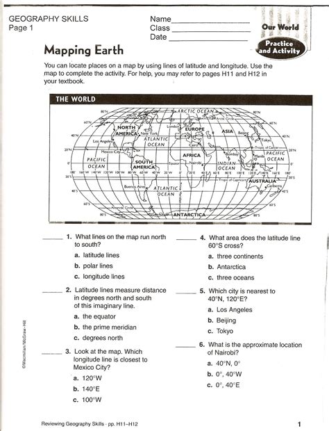 Hemisphere Worksheets 6th Grade Social Stu S Skills Geography