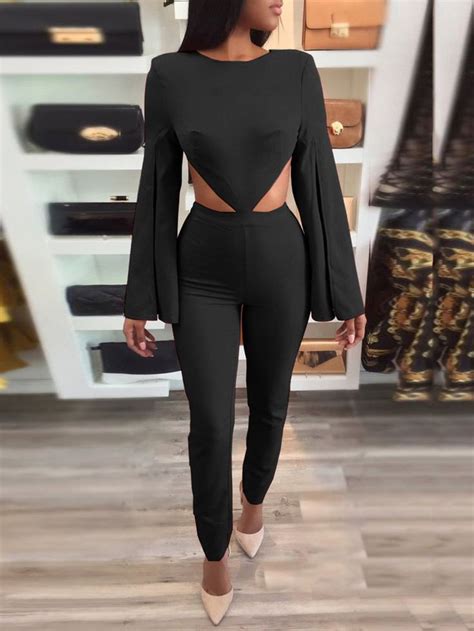 sexy flare sleeve backless jumpsuit flared sleeves chill outfits cute outfits backless