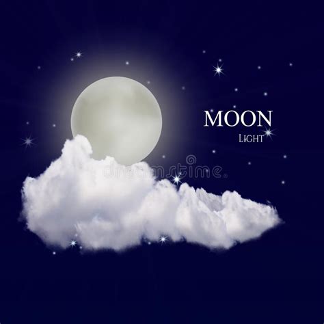 Realistic Shining Full Moon In The Dark Blue Sky Stock Vector