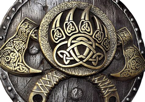 Norse Wall Art Viking Axe On Shield Pagan Decor Bearded Axe Etsy