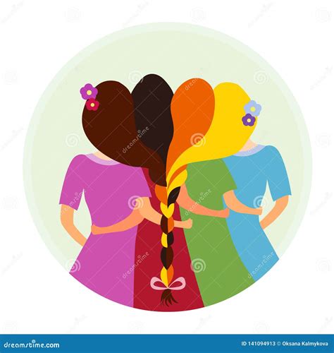 Sisterhood Vector Illustration Group Icon Of Girls Sisters Stock