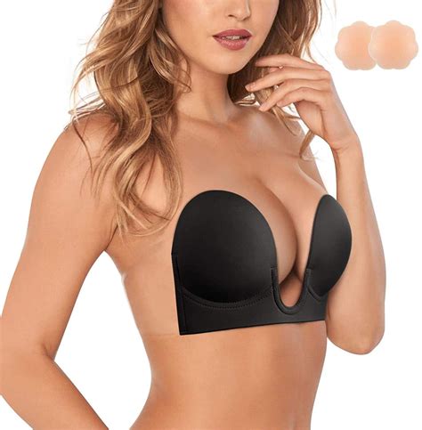 Gotoly Strapless Sticky Push Up Bra Backless Adhesive Invisible With Nipple Coversblack Medium