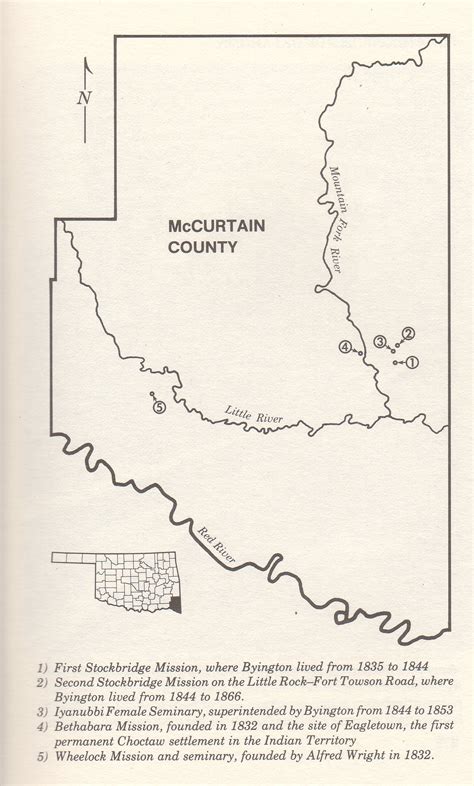 Map Of Choctaw Nation Area Showing Location Of Many Of The Missionary