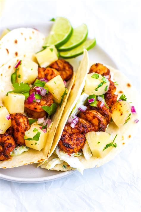 Shrimp Tacos With Slaw And Pineapple Salsa The Bettered Blondie