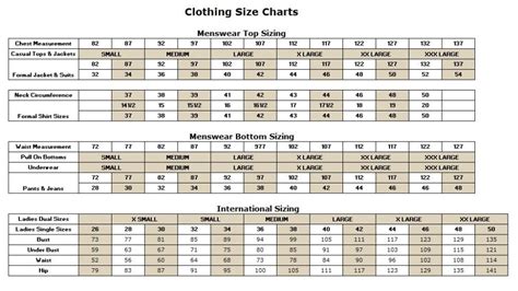 Clothing Size Chart Official Merchandise