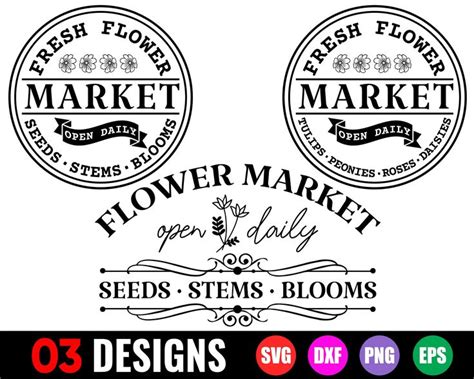 Spring Flower Market Svg Fresh Flower Market Sign Svg Etsy Fresh