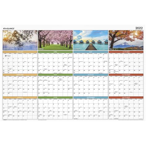 At A Glance Seasons In Bloom Erasable Yearly Wall Calendar 36 X 24
